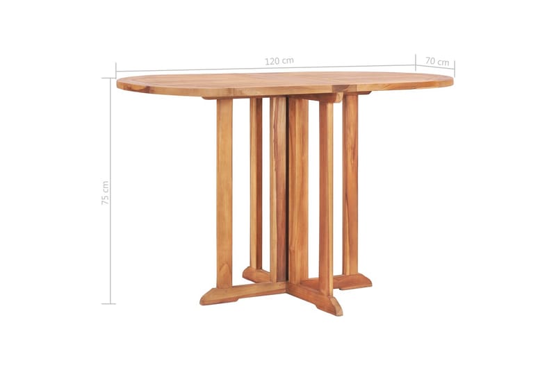 Hopfällbart Trädgårdsbord 120x70x75 cm massiv teak - Brun - Utemöbler - Trädgårdsbord & Utebord - Matbord ute