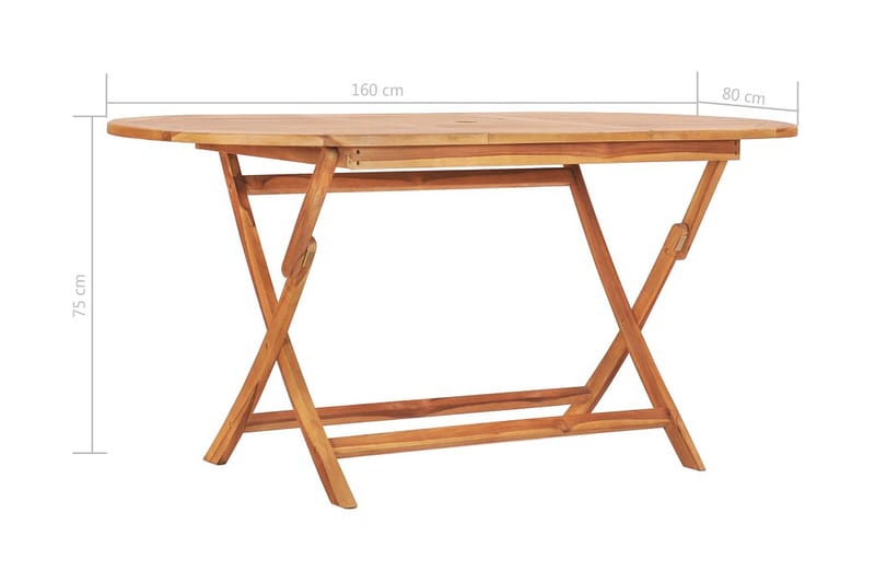 Hopfällbart Trädgårdsbord 160x80x75 cm massivt teakträ - Brun - Utemöbler - Trädgårdsbord & Utebord - Matbord ute