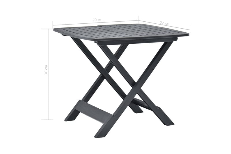 Hopfällbart Trädgårdsbord antracit 79x72x70 cm plast - Grå - Utemöbler - Trädgårdsbord & Utebord - Matbord ute