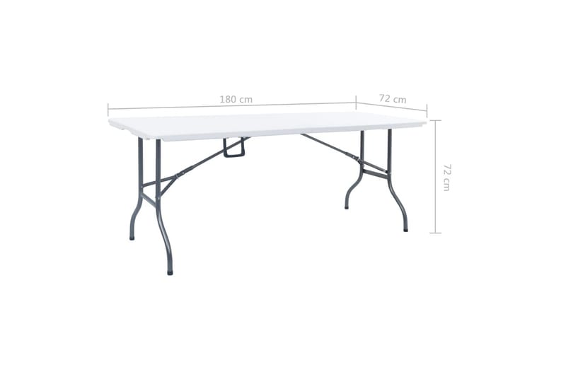 Hopfällbart Trädgårdsbord vit 180x72x72 cm HDPE - Vit - Utemöbler - Trädgårdsbord & Utebord - Matbord ute