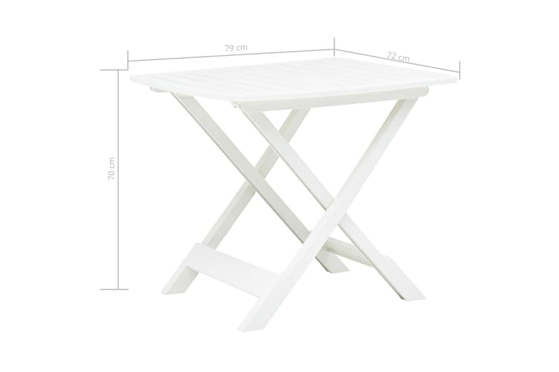 Hopfällbart Trädgårdsbord vit 79x72x70 cm plast - Vit - Utemöbler - Trädgårdsbord & Utebord - Matbord ute