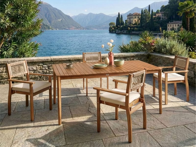 Matbord utomhus Jaco 100x180 cm Akaciaträ - Brun - Utemöbler - Trädgårdsbord & Utebord - Matbord ute