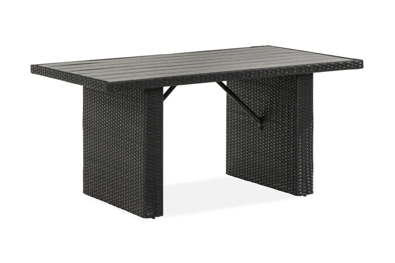 James Utebord 85x145 cm – Matbord utomhus i konstrotting med bordsskiva i Aintwood, Svart