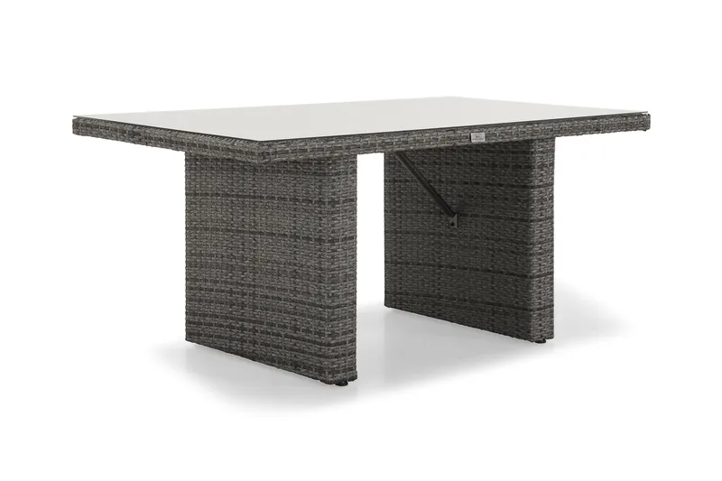 James Utebord 85x145 cm – Matbord utomhus i konstrotting med bordsskiva i Glas - Grå / Vit - Utemöbler - Trädgårdsbord & Utebord - Matbord ute