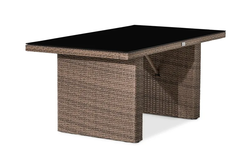 James Utebord 85x145 cm – Matbord utomhus i konstrotting med bordsskiva i Glas - Sand Brun - Utemöbler - Trädgårdsbord & Utebord - Matbord ute