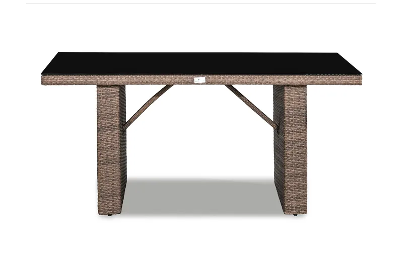 James Utebord 85x145 cm – Matbord utomhus i konstrotting med bordsskiva i Glas - Sand Brun - Utemöbler - Trädgårdsbord & Utebord - Matbord ute