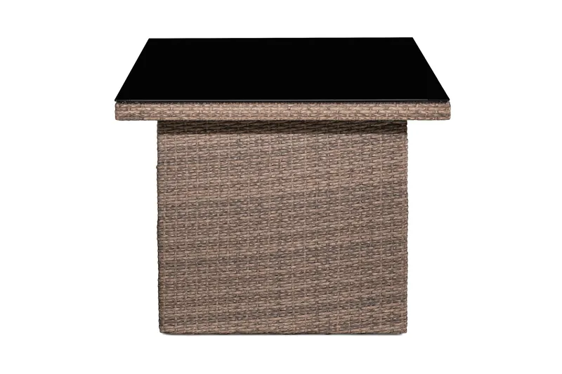 James Utebord 85x145 cm – Matbord utomhus i konstrotting med bordsskiva i Glas - Sand Brun - Utemöbler - Trädgårdsbord & Utebord - Matbord ute