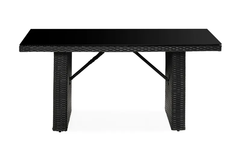 James Utebord 85x145 cm – Matbord utomhus i konstrotting med bordsskiva i Glas - Svart - Utemöbler - Trädgårdsbord & Utebord - Matbord ute