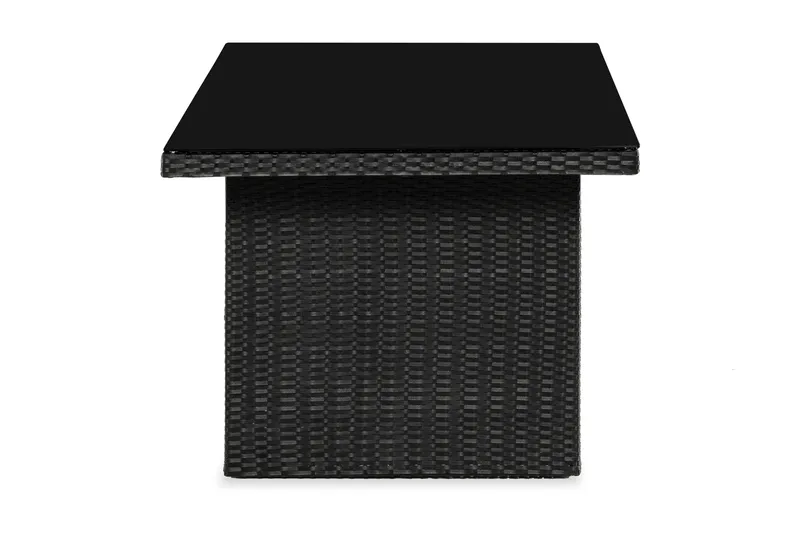 James Utebord 85x145 cm – Matbord utomhus i konstrotting med bordsskiva i Glas - Svart - Utemöbler - Trädgårdsbord & Utebord - Matbord ute