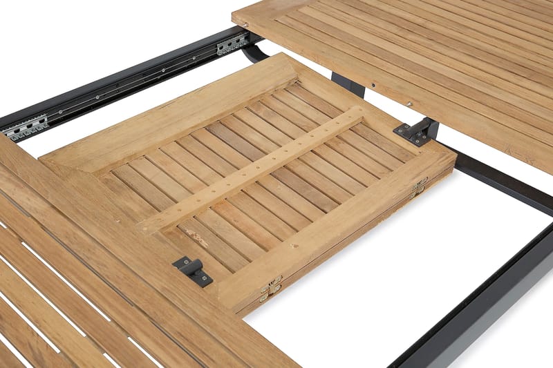 LAS VEGAS Förlängningsbart Matbord Utomhus 152-210x90 Svart/Teak - Utemöbler - Trädgårdsbord & Utebord - Matbord ute