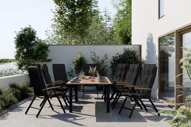 LAS VEGAS Förlängningsbart Matbord Utomhus 152-210x90 Svart/Teak - Utemöbler - Trädgårdsbord & Utebord - Matbord ute