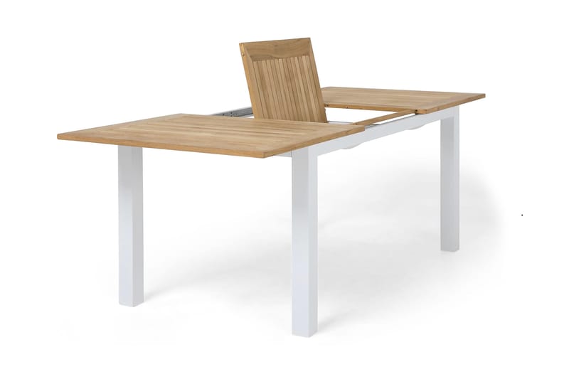 LAS VEGAS Förlängningsbart Matbord Utomhus 152-210x90 Vit/Teak - Utemöbler - Trädgårdsbord & Utebord - Matbord ute