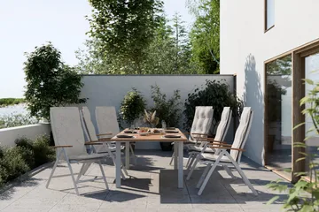 Las Vegas Förlängningsbart Matbord Utomhus 220x280x100 cm - Vit / Natur - Utemöbler - Trädgårdsbord & Utebord - Matbord ute