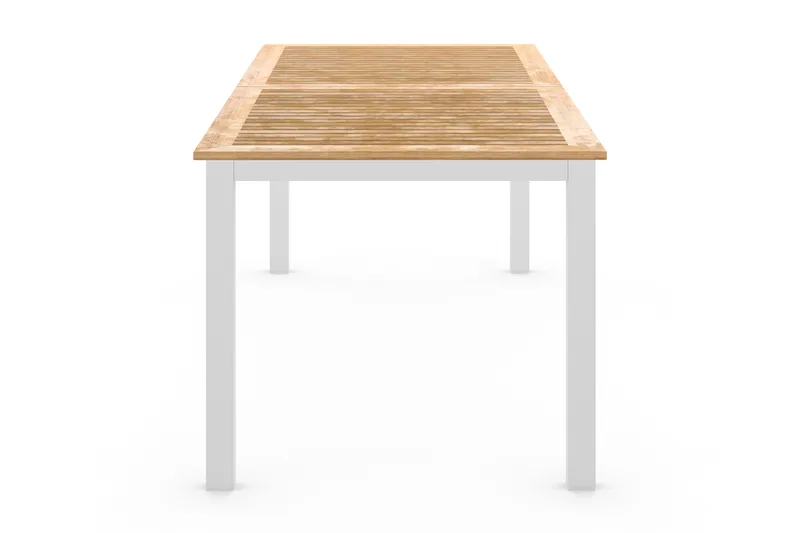 Las Vegas Stort Förlängningsbart Matbord Utomhus – Träbord för Uteplats, 220-280x100 cm i teak med aluminium ben - Vit / Natur - Utemöbler - Trädgårdsbord & Utebord - Matbord ute