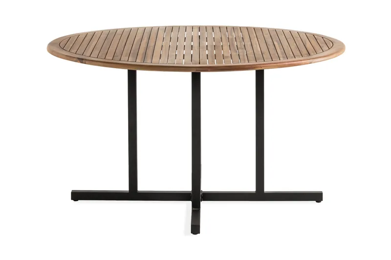 Lines Runt Matbord Utomhus 140 cm i Akaciaträ för Uteplats och Trädgård - Svart / Brun - Utemöbler - Trädgårdsbord & Utebord - Matbord ute