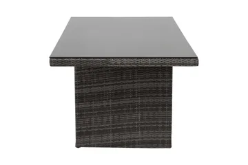 Majestic Matbord Utomhus 210x100 cm – Utebord i konstrotting med bordsskiva i Glas för Trädgård och Altan - Grå - Utemöbler - Trädgårdsbord & Utebord - Matbord ute