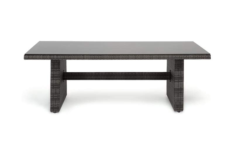 Majestic Matbord Utomhus 210x100 cm – Utebord i konstrotting med bordsskiva i Glas för Trädgård och Altan - Grå - Utemöbler - Trädgårdsbord & Utebord - Matbord ute