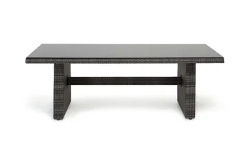 Majestic Matbord Utomhus 210x100 cm – Utebord i konstrotting med bordsskiva i Glas för Trädgård och Altan - Grå - Utemöbler - Trädgårdsbord & Utebord - Matbord ute