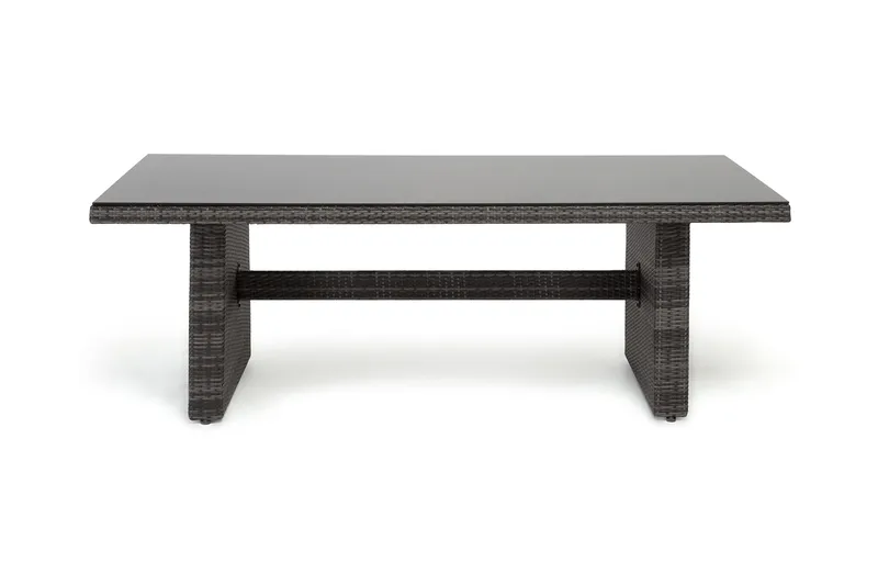 Majestic Matbord Utomhus 210x100 cm – Utebord i konstrotting med bordsskiva i Glas för Trädgård och Altan - Grå - Utemöbler - Trädgårdsbord & Utebord - Matbord ute