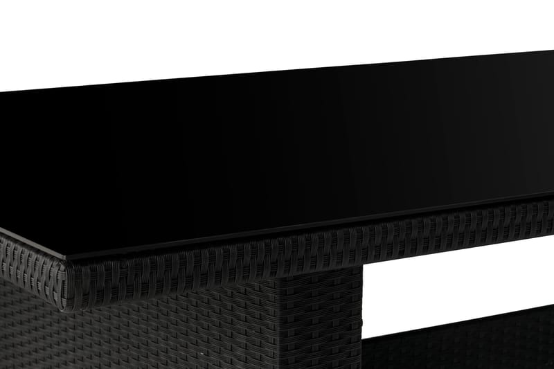 Majestic Matbord Utomhus 210x100 cm – Utebord i konstrotting med bordsskiva i Glas för Trädgård och Altan - Svart - Utemöbler - Trädgårdsbord & Utebord - Matbord ute