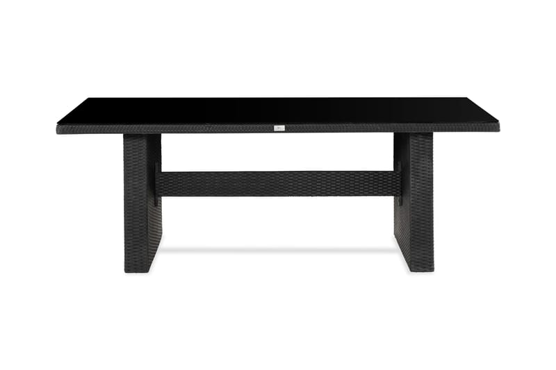 Majestic Matbord Utomhus 210x100 cm – Utebord i konstrotting med bordsskiva i Glas för Trädgård och Altan - Svart - Utemöbler - Trädgårdsbord & Utebord - Matbord ute