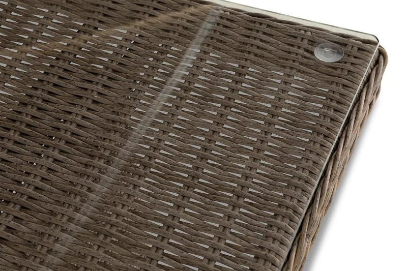 Marcus Stort Matbord Utomhus 200x100 cm – Utebord i konstrotting med glasskiva för Uteplats och Trädgård - Natur Trä - Utemöbler - Trädgårdsbord & Utebord - Matbord ute