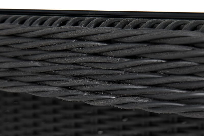 Marcus Stort Matbord Utomhus 200x100 cm – Utebord i konstrotting med glasskiva för Uteplats och Trädgård - Svart - Utemöbler - Trädgårdsbord & Utebord - Matbord ute