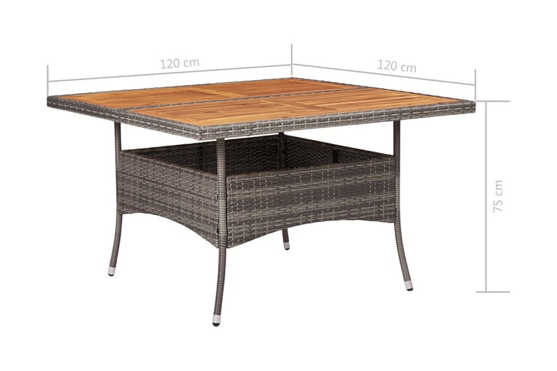 Matbord för trädgård grå konstrotting och massiv akacia - Grå - Matbord ute