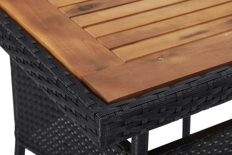 Matbord för trädgård svart konstrotting och massiv akacia - Svart - Matbord ute
