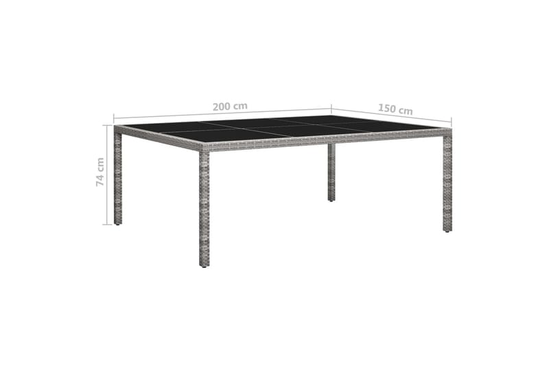 Matbord för trädgården grå 200x150x74 cm konstrotting - Grå - Matbord ute