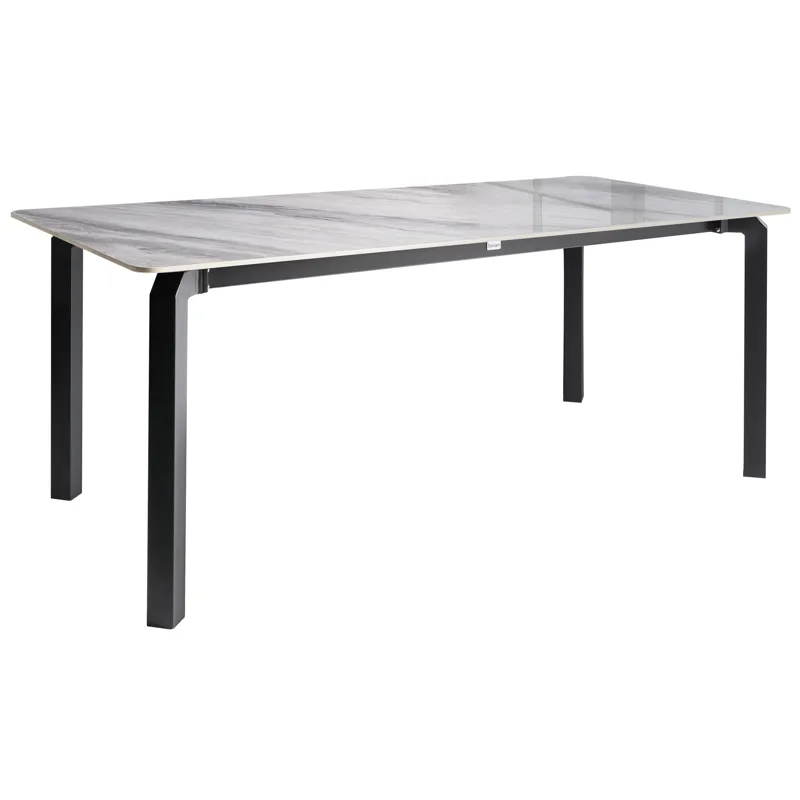 Matbord utomhus Feletto 90x180 cm Sten, Grå/Svart