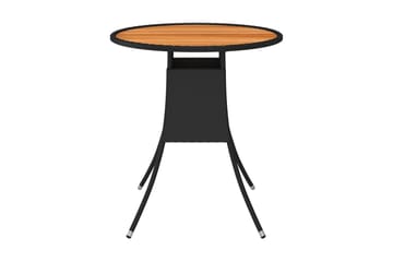 Matbord Utomhus för trädgård svart Ã˜70cm konstrotting och massiv ak - Svart - Utemöbler - Trädgårdsbord & Utebord - Matbord ute