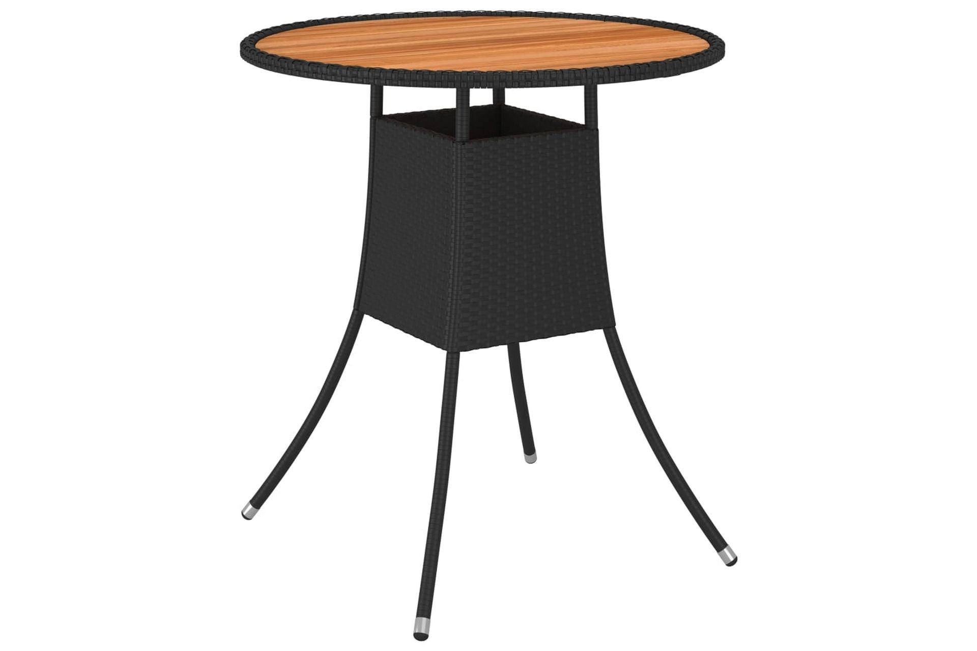 Matbord Utomhus för trädgård svart Ã˜70cm konstrotting och massiv ak - Svart - Utemöbler - Trädgårdsbord & Utebord - Matbord ute