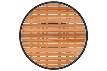 Matbord Utomhus för trädgård svart Ã˜70cm konstrotting och massiv ak - Svart - Utemöbler - Trädgårdsbord & Utebord - Matbord ute