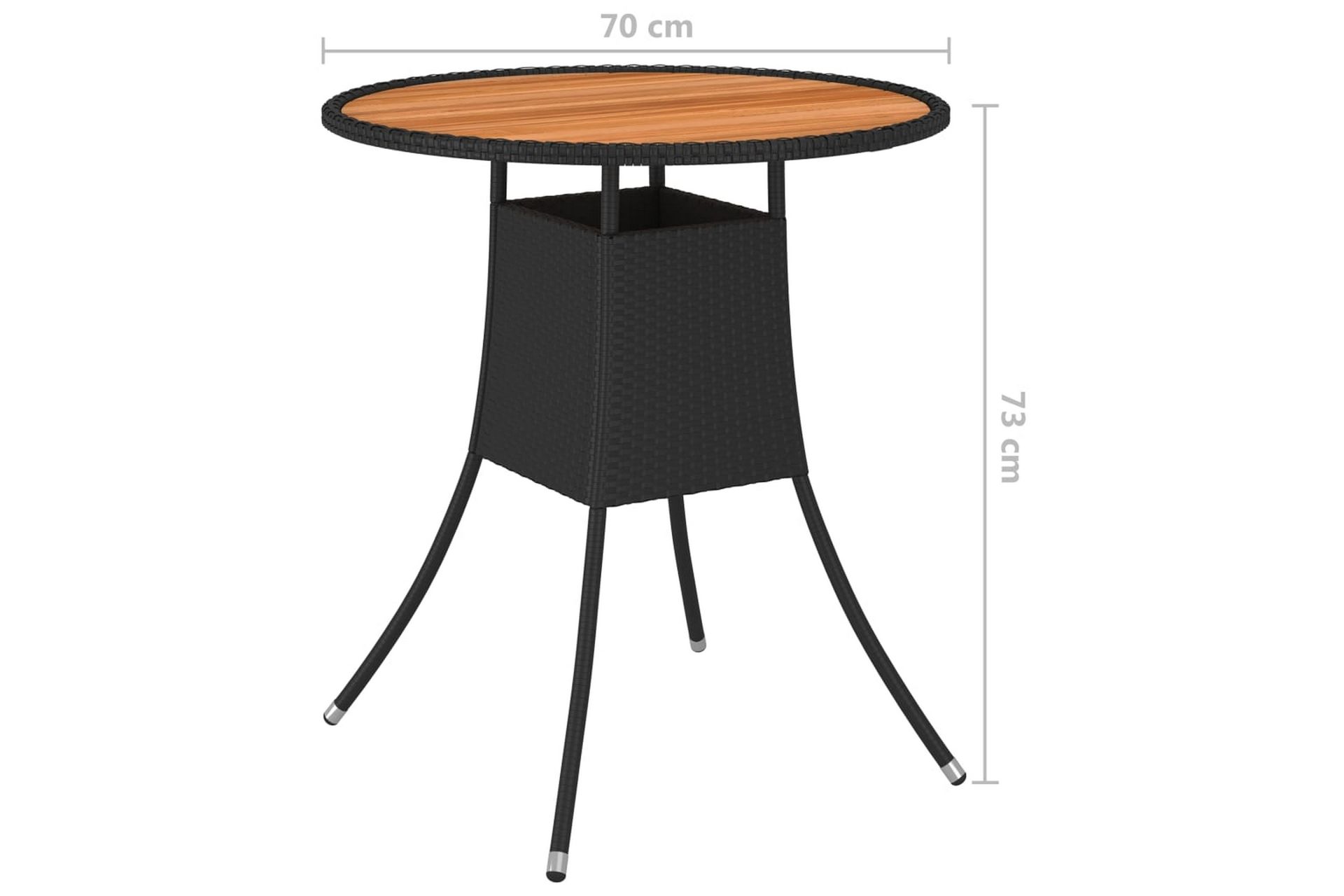Matbord Utomhus för trädgård svart Ã˜70cm konstrotting och massiv ak - Svart - Utemöbler - Trädgårdsbord & Utebord - Matbord ute