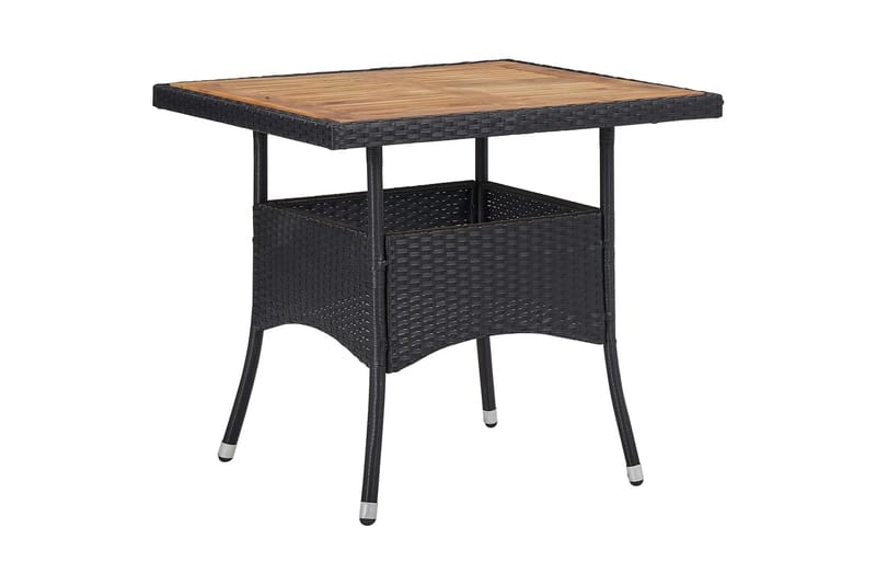 Matbord Utomhus för trädgård svart konstrotting och massiv akacia - Svart - Utemöbler - Trädgårdsbord & Utebord - Matbord ute