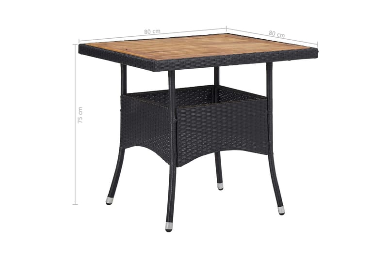 Matbord Utomhus för trädgård svart konstrotting och massiv akacia - Svart - Utemöbler - Trädgårdsbord & Utebord - Matbord ute
