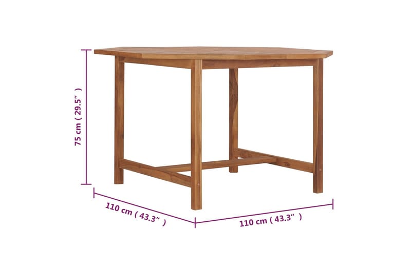 Matbord Utomhus för trädgården 110x110x75 cm massiv teak - Brun - Utemöbler - Trädgårdsbord & Utebord - Matbord ute
