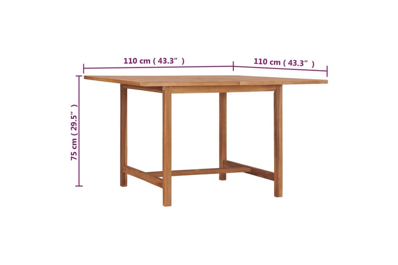 Matbord Utomhus för trädgården 110x110x75 cm massiv teak - Brun - Utemöbler - Trädgårdsbord & Utebord - Matbord ute