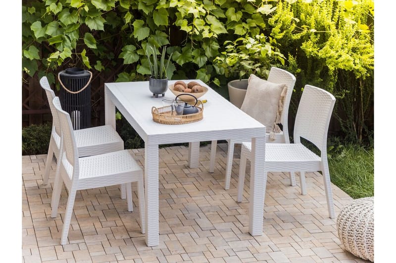 Matbord Utomhus vit 140 x 80 cm FOSSANO - Vit - Utemöbler - Trädgårdsbord & Utebord - Matbord ute