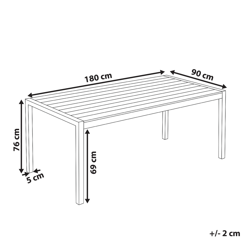 Matbord Vernio 180 cm - Grå - Utemöbler - Trädgårdsbord & Utebord - Matbord ute