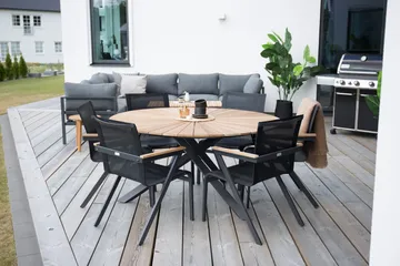 Mexico Matbord Utomhus Rund 140 cm Brun/Svart - Venture Home - Utemöbler - Trädgårdsbord & Utebord - Matbord ute