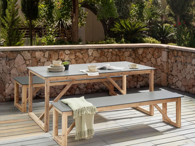 Matbord utomhus Notteri 90x180 cm Betong - Grå/Brun - Utemöbler - Trädgårdsbord & Utebord - Matbord ute