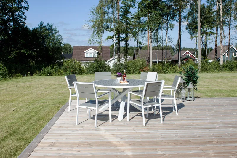 Parma Matbord Utomhus 140 cm Rund Vit/Grå - Venture Home - Utemöbler - Trädgårdsbord & Utebord - Matbord ute