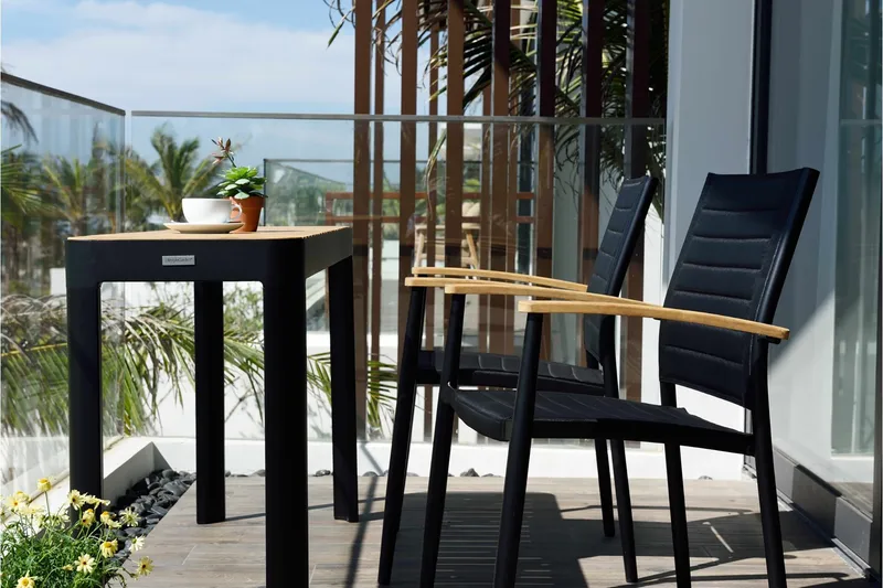 Portals Matbord Utomhus 143 cm - Svart/Trä - Utemöbler - Trädgårdsbord & Utebord - Matbord ute