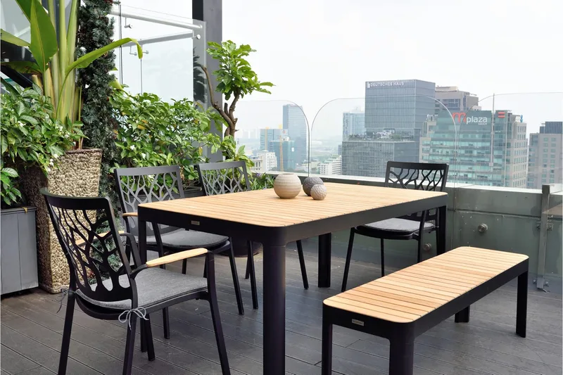 Portals Matbord Utomhus 161x95 cm - Teak/Svart - Utemöbler - Trädgårdsbord & Utebord - Matbord ute