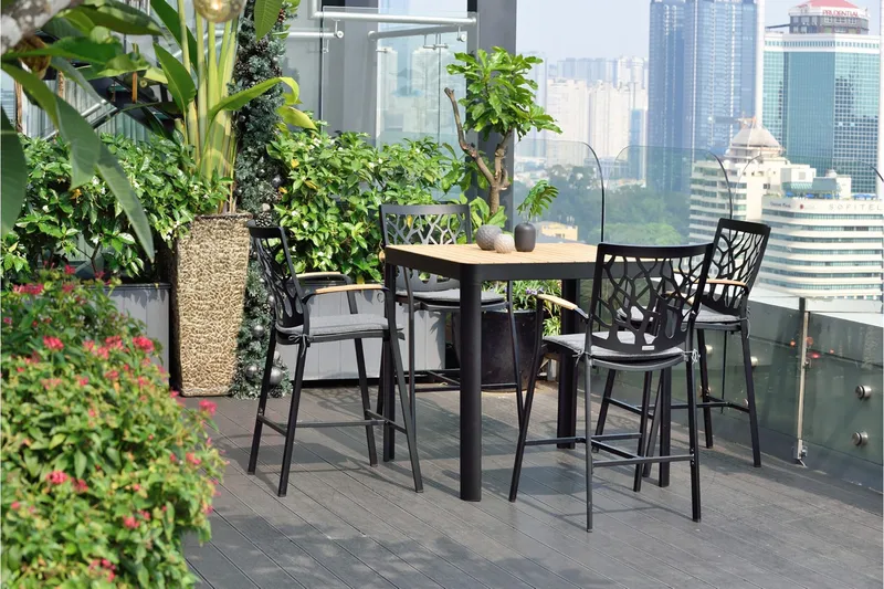 Portals Utebord 95 cm - Svart/Trä - Utemöbler - Trädgårdsbord & Utebord - Matbord ute