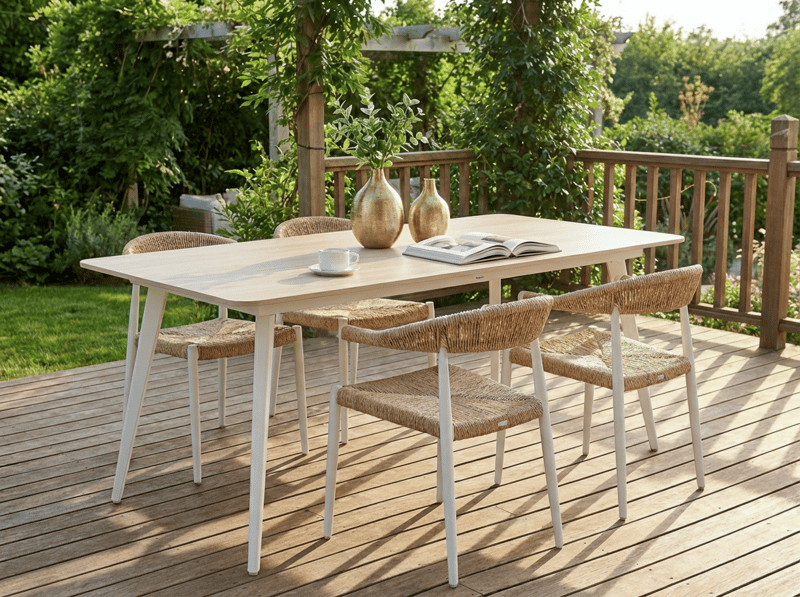 Matbord utomhus Rodallo 90x160 cm Sten - Beige/Vit - Utemöbler - Trädgårdsbord & Utebord - Matbord ute