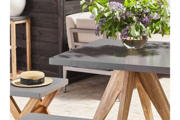 Rund Trädgårdsbord betongeffekt 90 c 90 cm OLBIA - Grå - Utemöbler - Trädgårdsbord & Utebord - Matbord ute