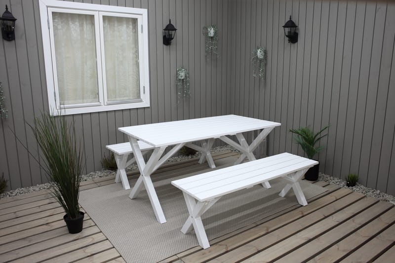 SCOTTSDALE Matbord Utomhus 150 cm Vit - Utemöbler - Trädgårdsbord & Utebord - Matbord ute